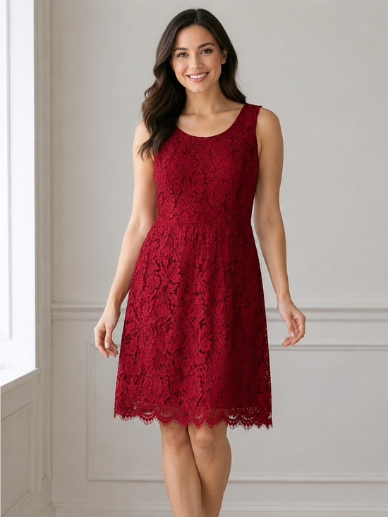 LOFT Dresses & Skirts - LOFT Sleeveless Floral Lace Overlay Shift Dress | Scalloped Fringe Hem- Size 6